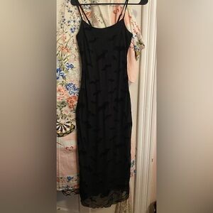 Spaghetti strap maxi dress with velvet bats 🦇